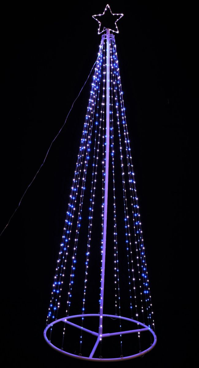 210cm White/Blue Christmas Tree Star Top & 673 Bright LED Lights